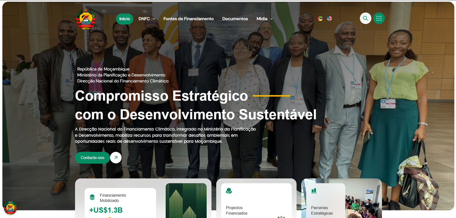 Website da Direcção Nacional do Financiamento Climático