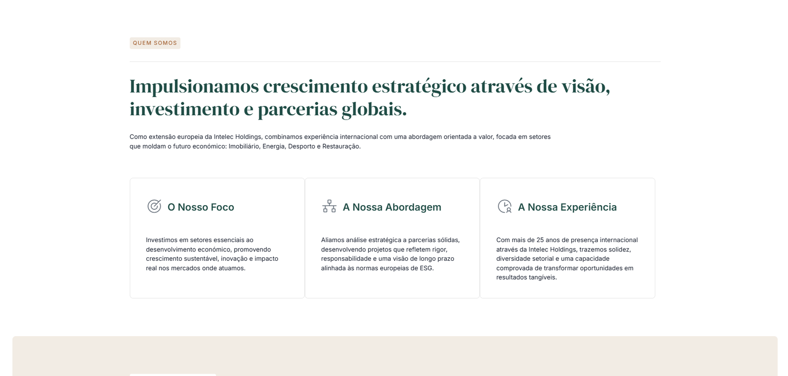 Sectores estratégicos da Intelec Corporate