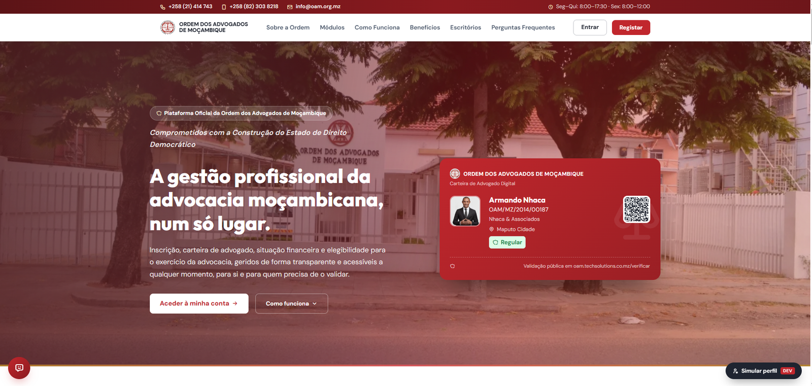 Mozambique Bar Association - Digital Platform