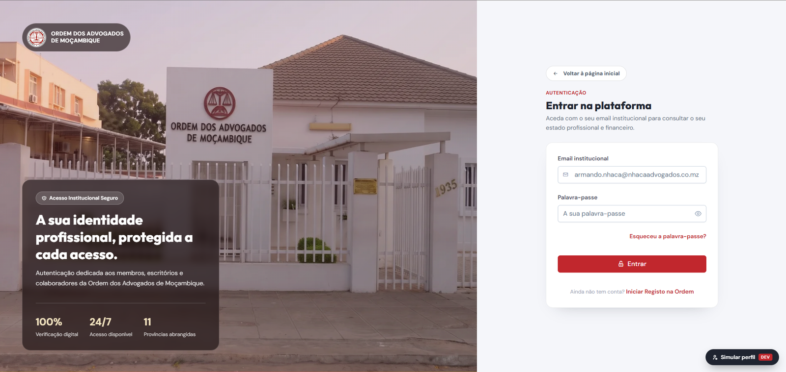 Mozambique Bar Association - Digital Platform