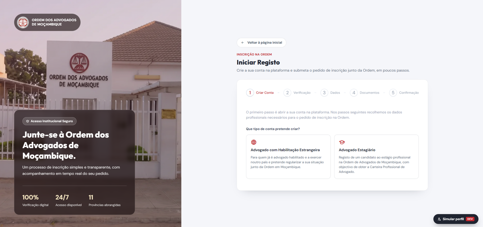 Mozambique Bar Association - Digital Platform